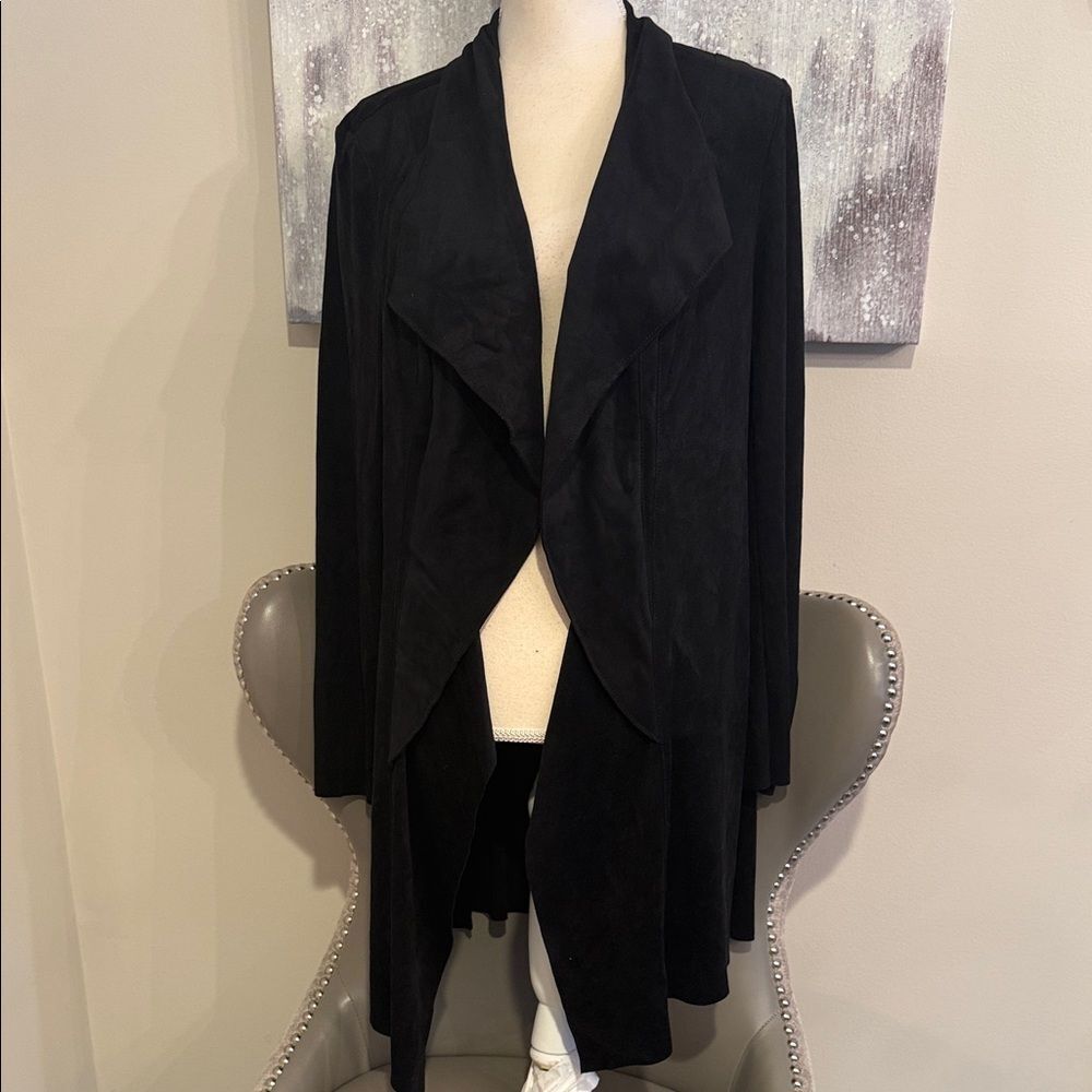 Alfani Faux Suede Black Women's Cardigan Size Large